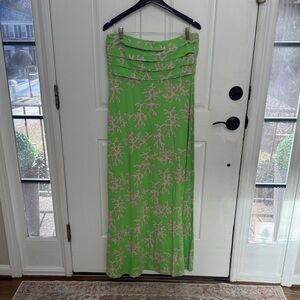 Lilly Pulitzer Green and Pink strapless Maxi Dress